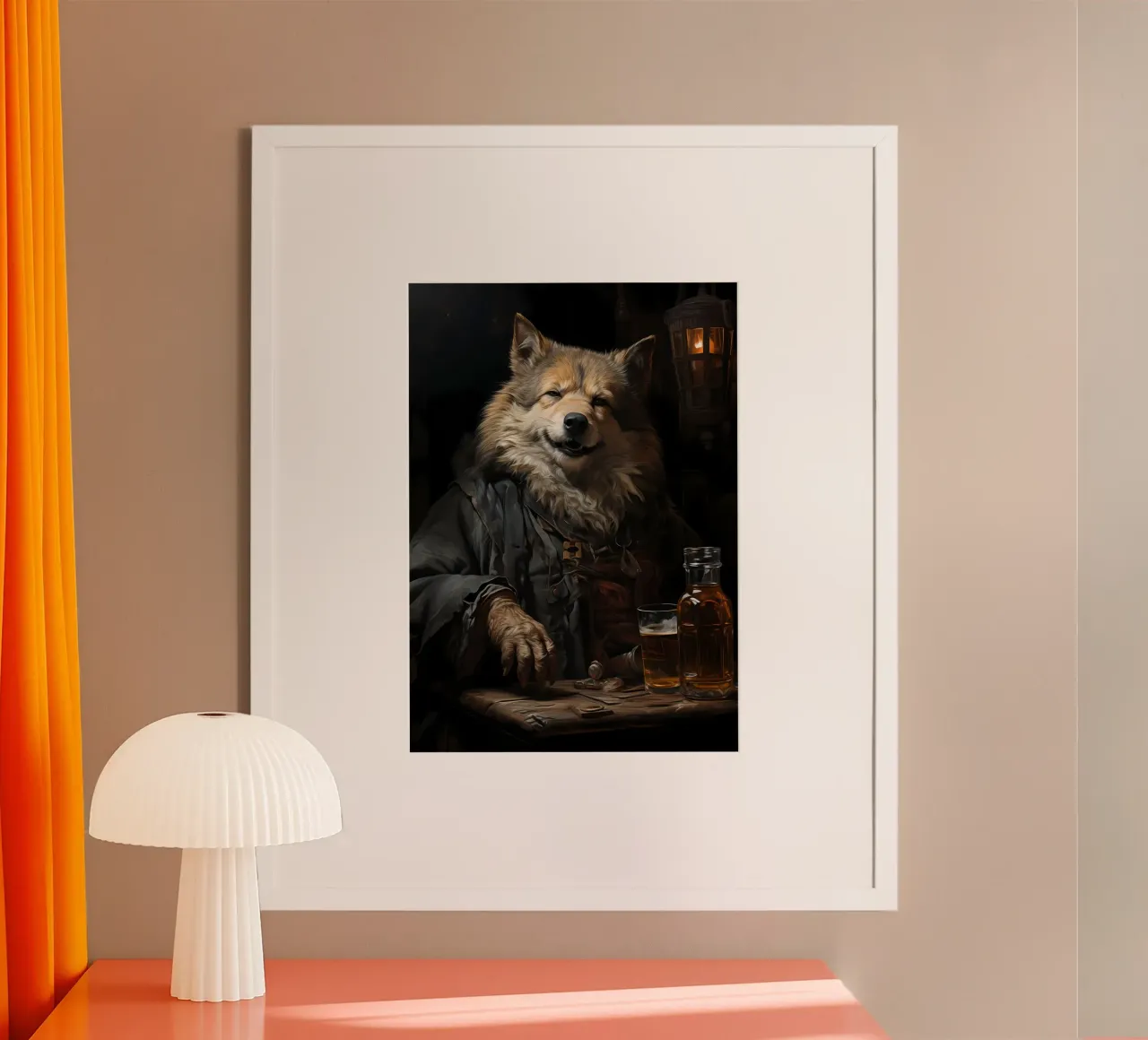 Animale lupo poster con telaio in legno da Pierre Walton