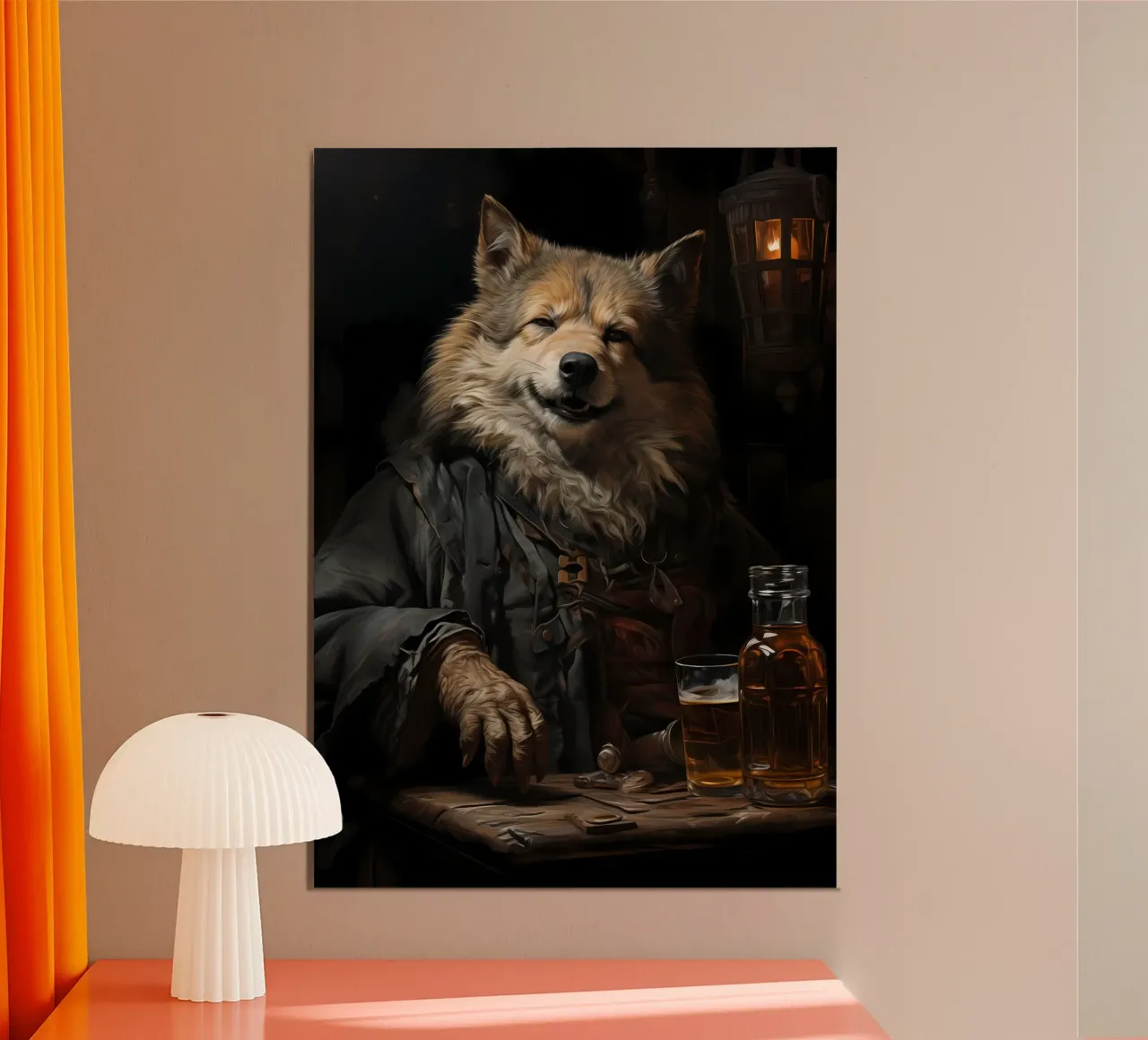 Animale lupo poster con telaio in legno da Pierre Walton