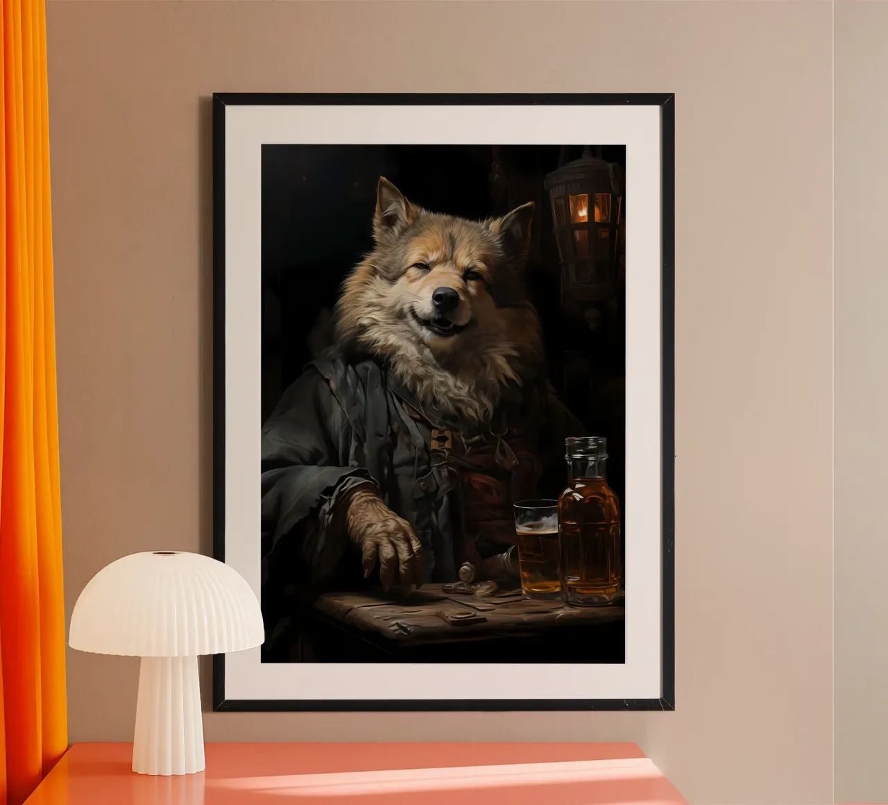 Animale lupo poster con telaio in legno da Pierre Walton