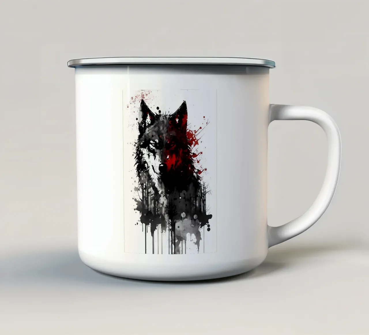 Animale lupo tazza in smalto da Pierre Walton