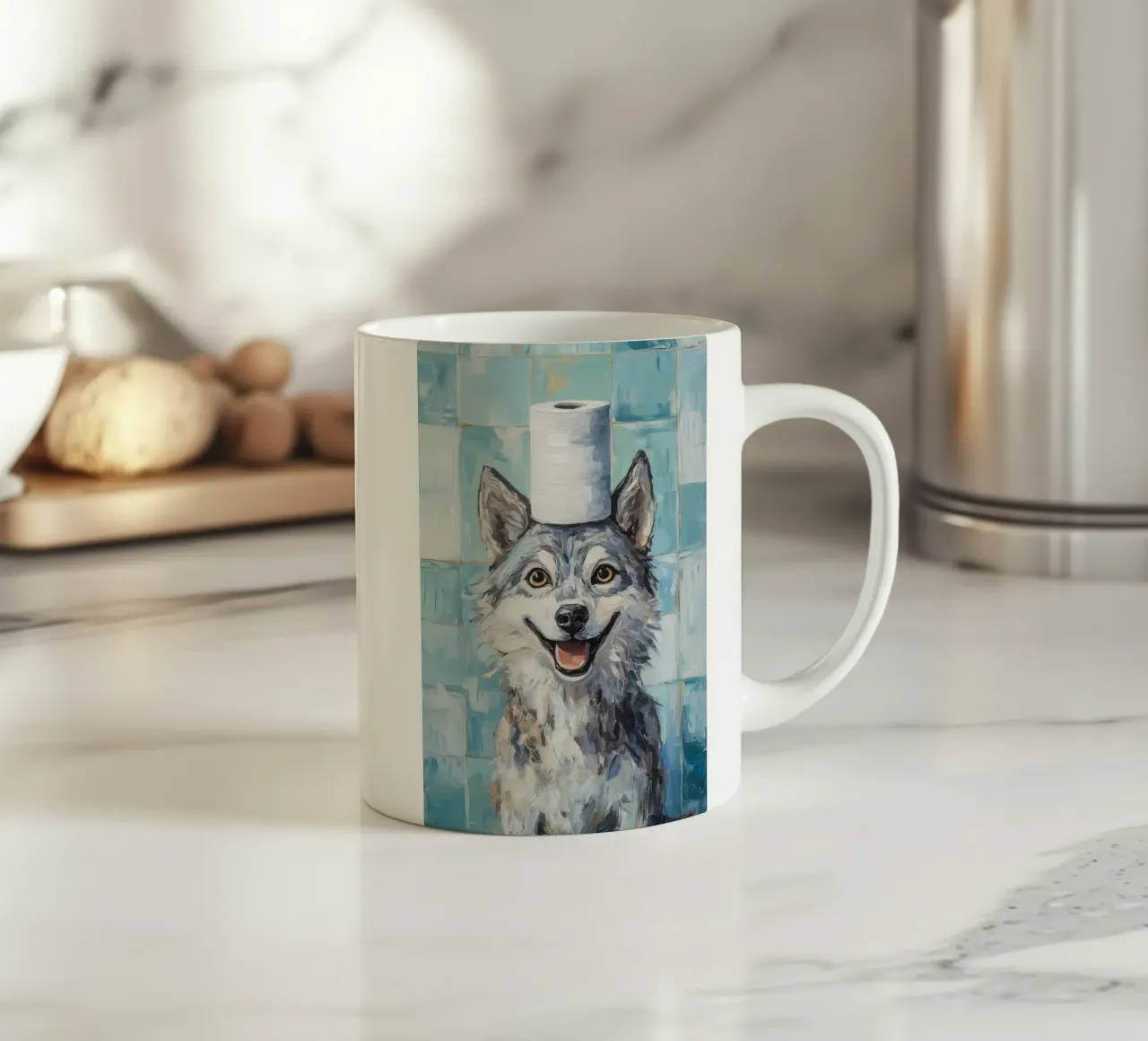 Animale lupo tazza in ceramica da Pierre Walton