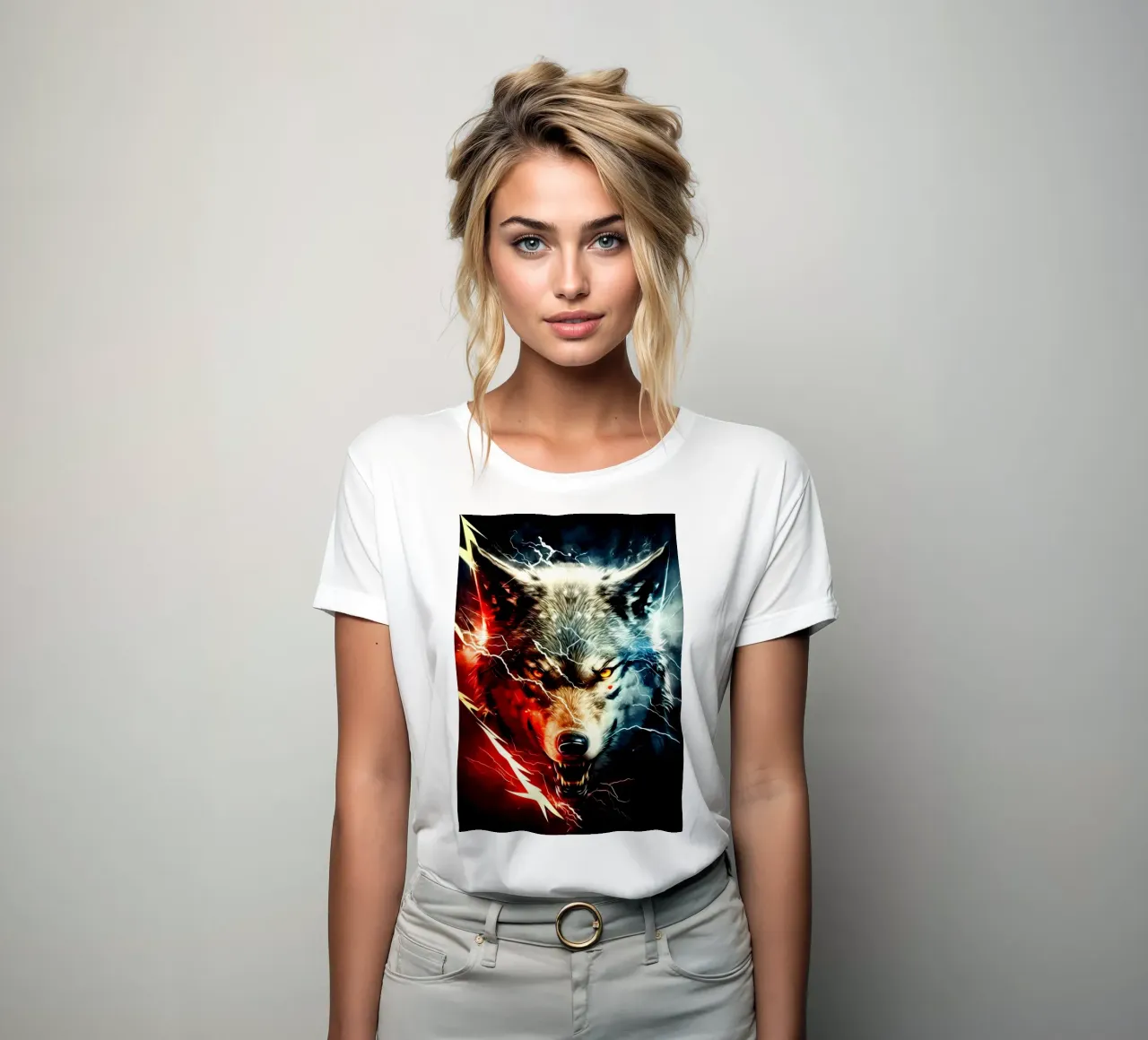 Wolf Dier dames t-shirt getailleerd van Pierre Walton
