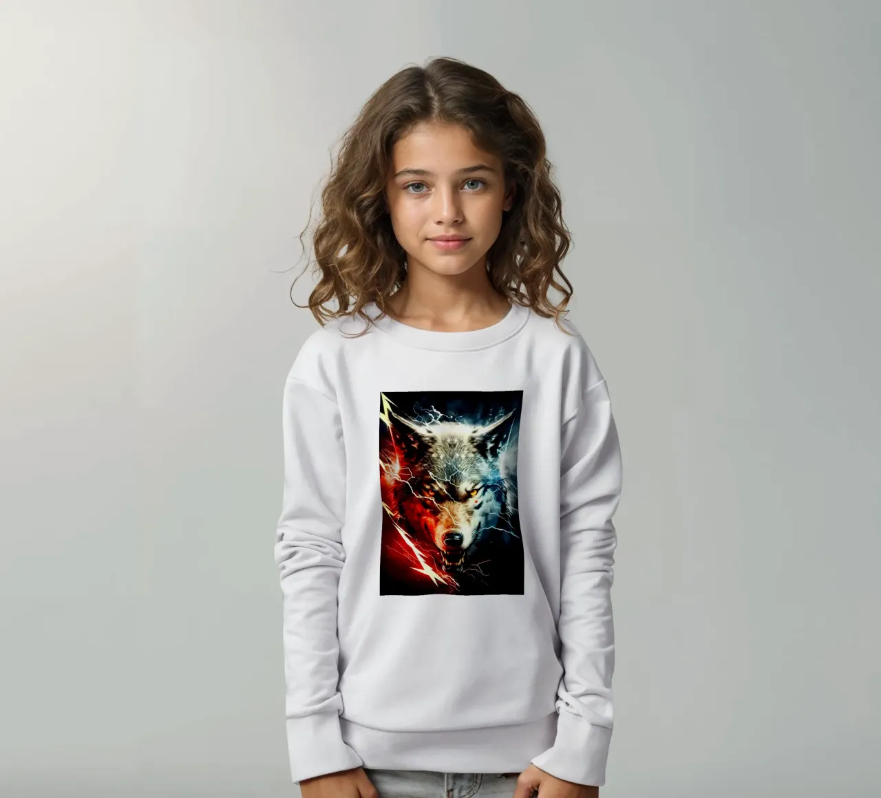 Wolf Animal kids sweatshirt by Pierre Walton