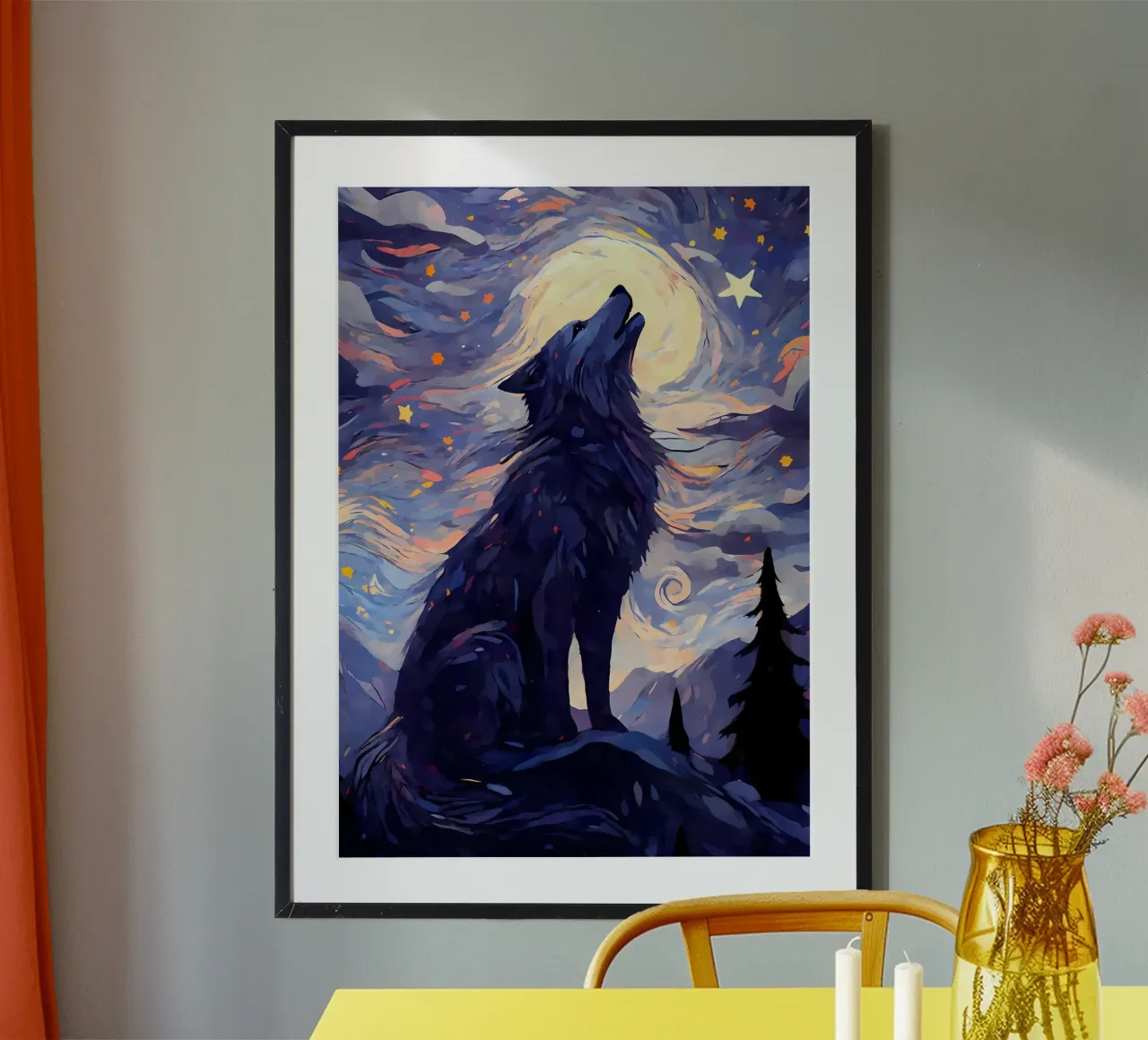Animale lupo poster con telaio in alluminio da Pierre Walton