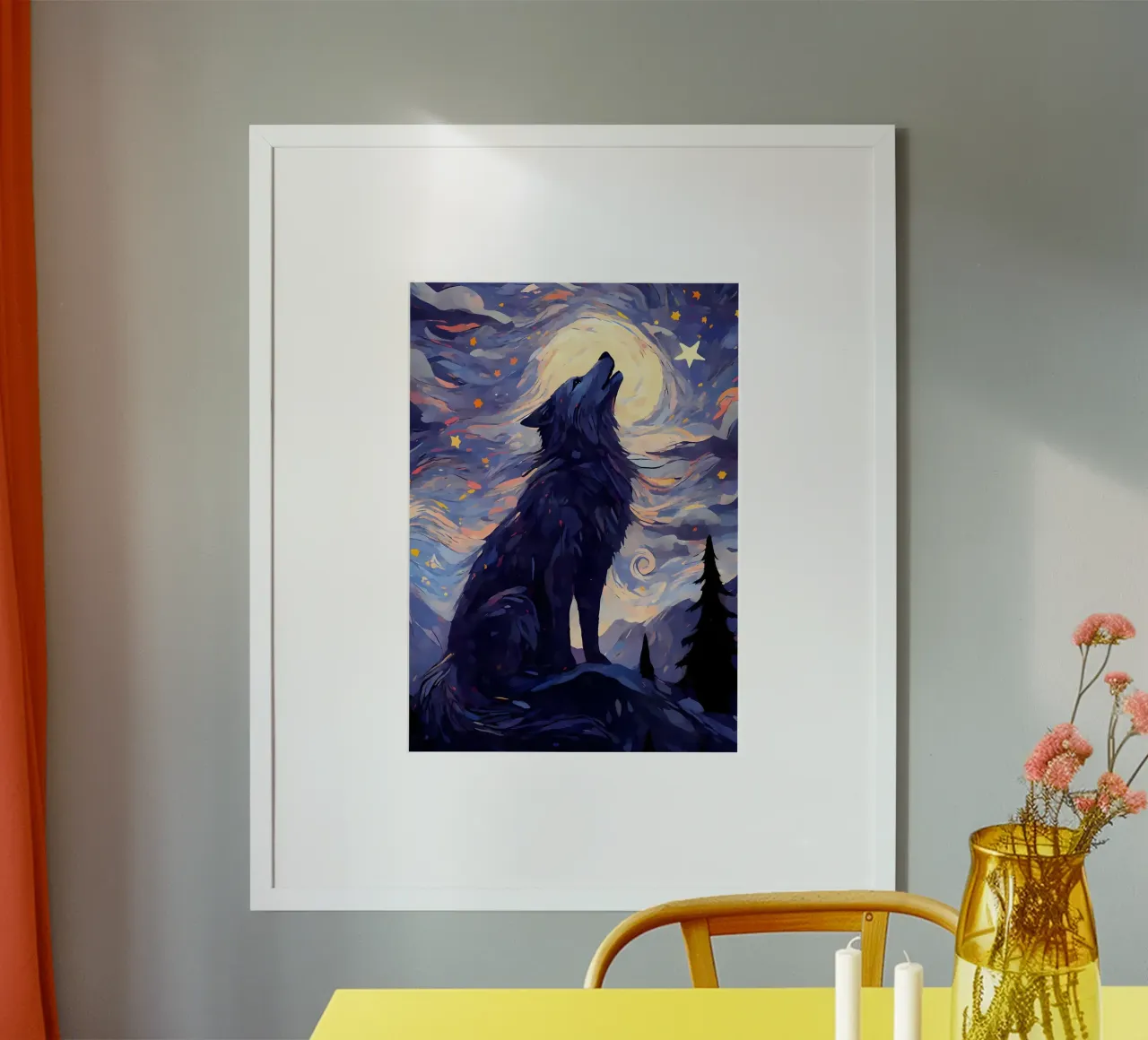 Animale lupo poster con telaio in alluminio da Pierre Walton