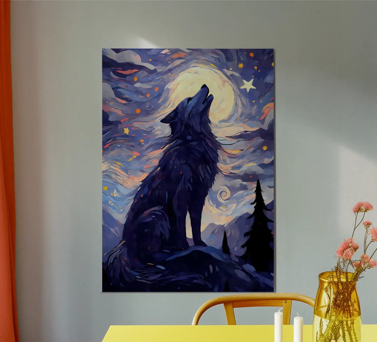 Animale lupo poster con telaio in alluminio da Pierre Walton