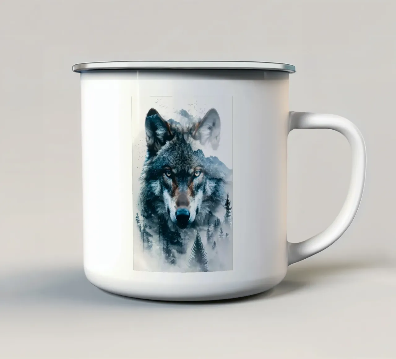 Animale lupo tazza in smalto da Pierre Walton