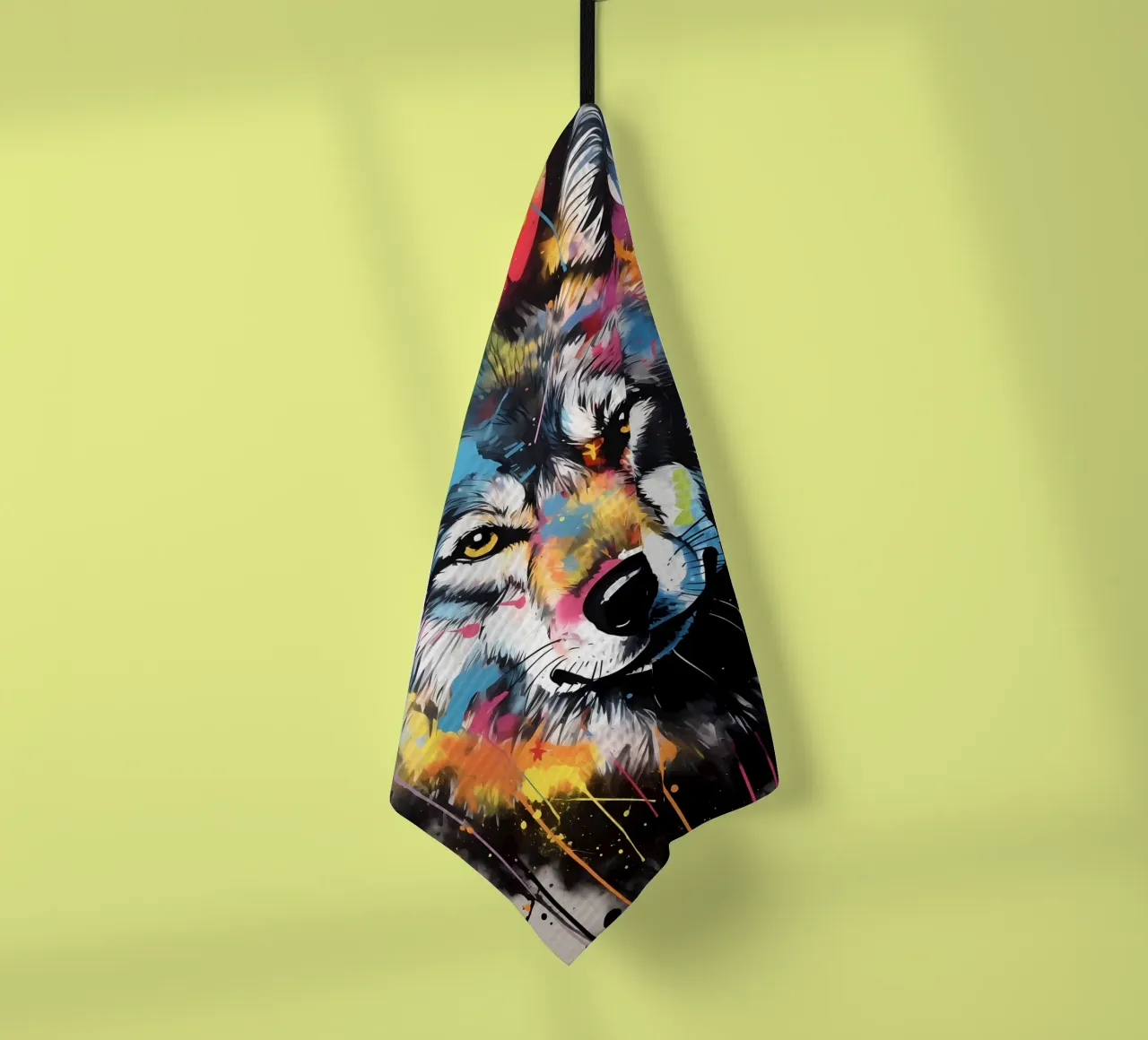 Wolf Animal tea towel by Pierre Walton
