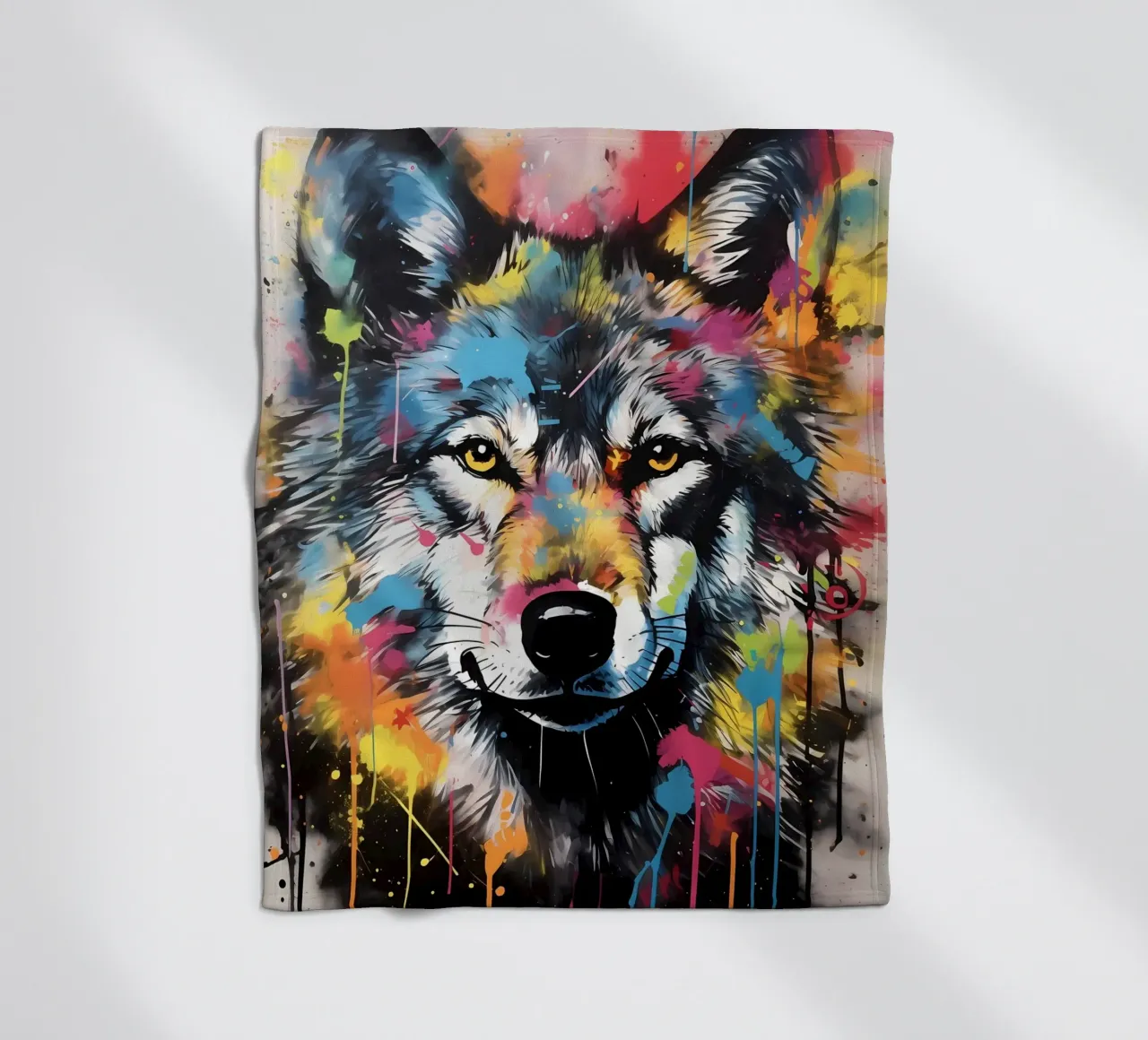 Wolf Animal fleece blanket by Pierre Walton