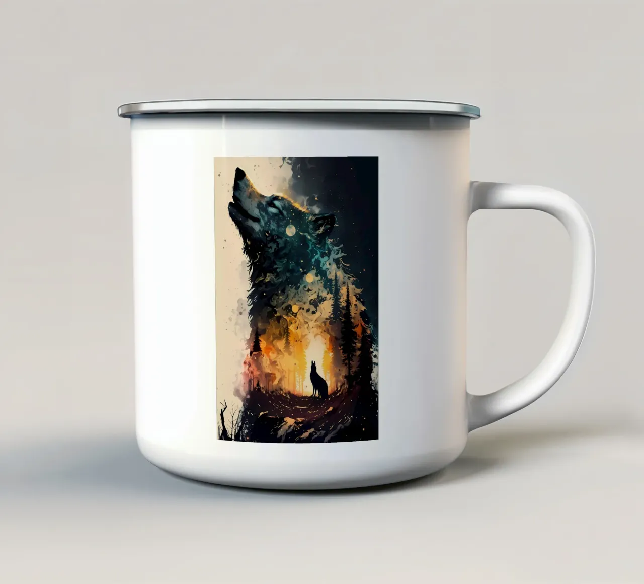 Animale lupo tazza in smalto da Pierre Walton