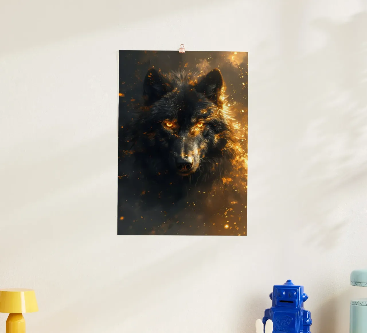 Animale lupo poster con telaio in legno da Pierre Walton