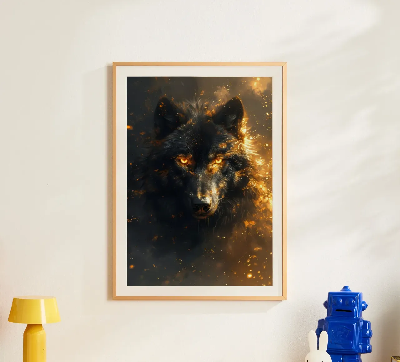 Animale lupo poster con telaio in legno da Pierre Walton
