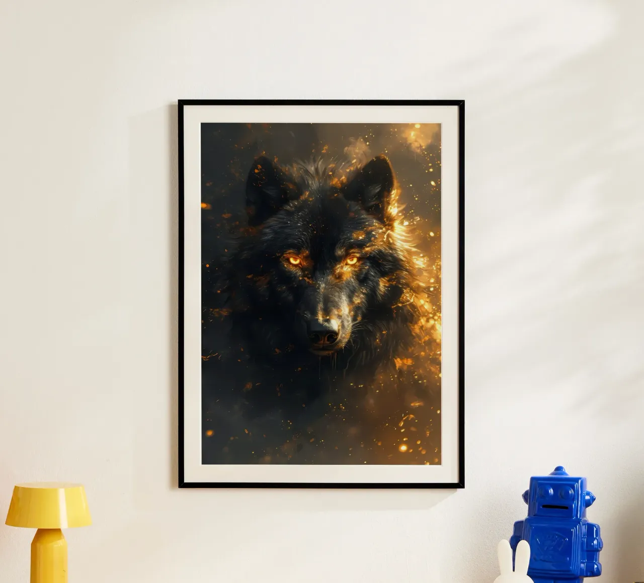 Animale lupo poster con telaio in legno da Pierre Walton