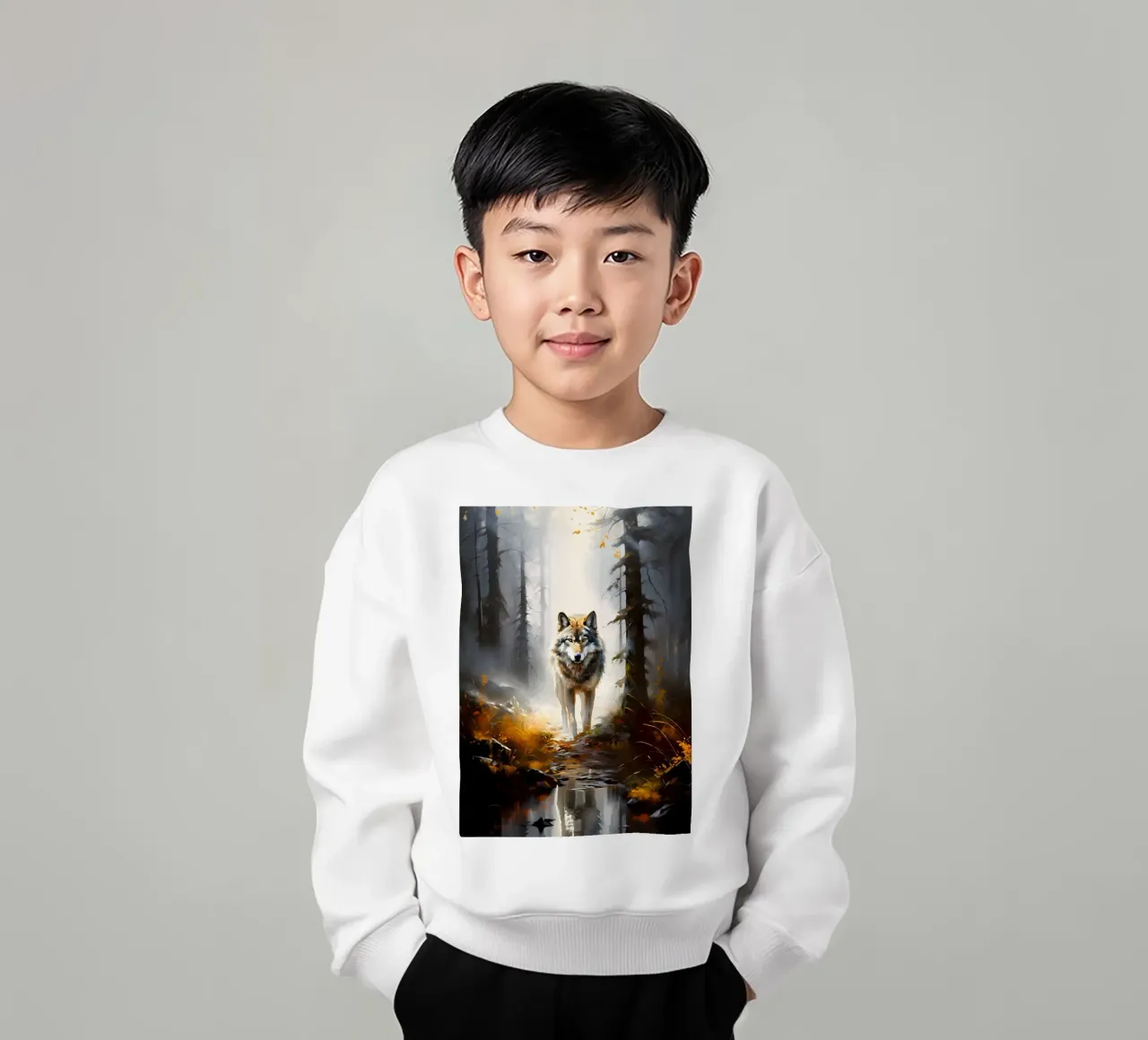 Wolf Animal kids sweatshirt by Pierre Walton