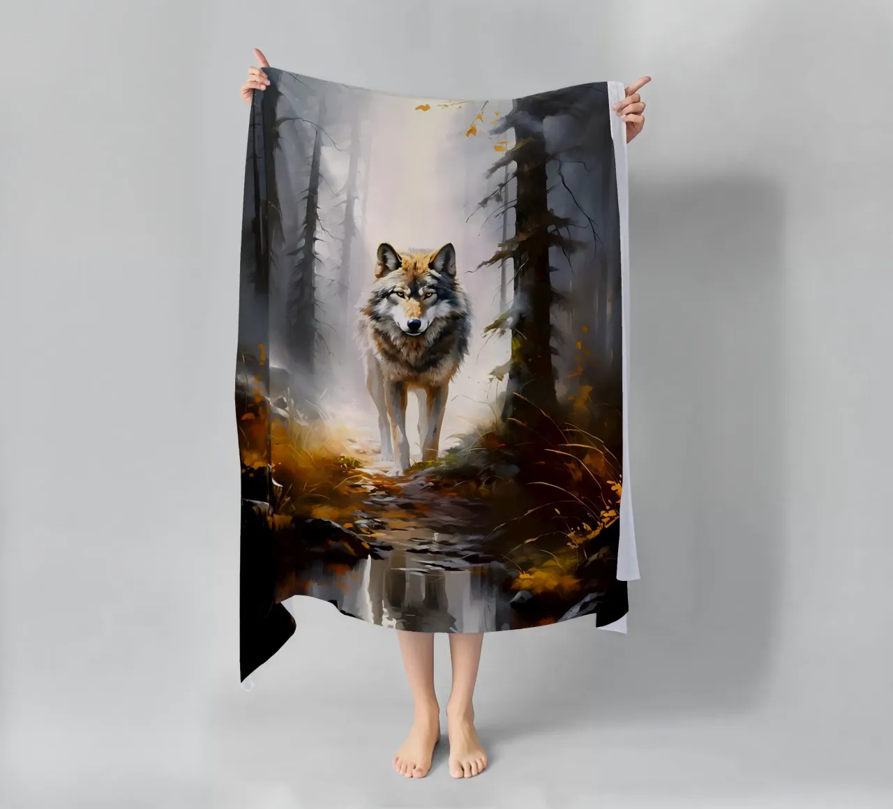 Wolf Animal beach towel by Pierre Walton