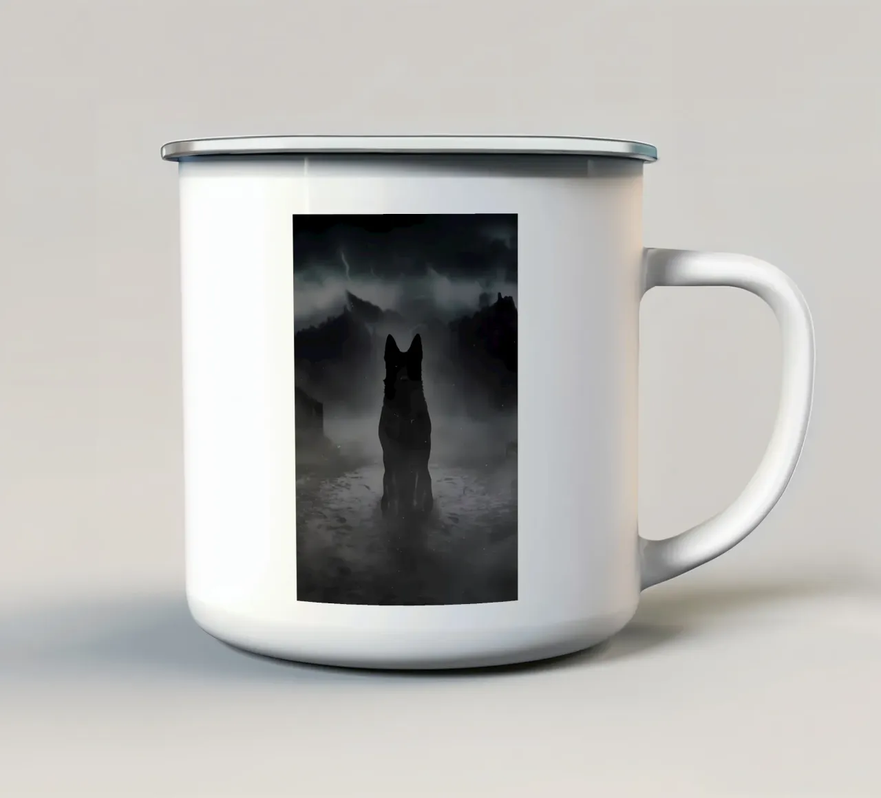 Animale lupo tazza in smalto da Pierre Walton