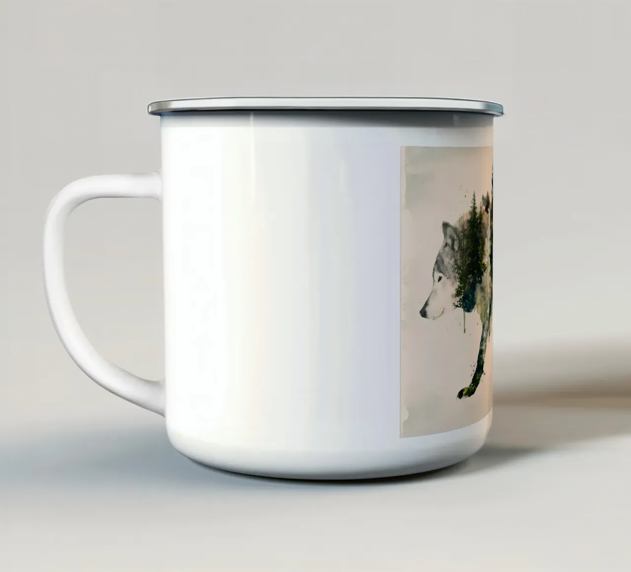 Animale lupo tazza in smalto da Pierre Walton