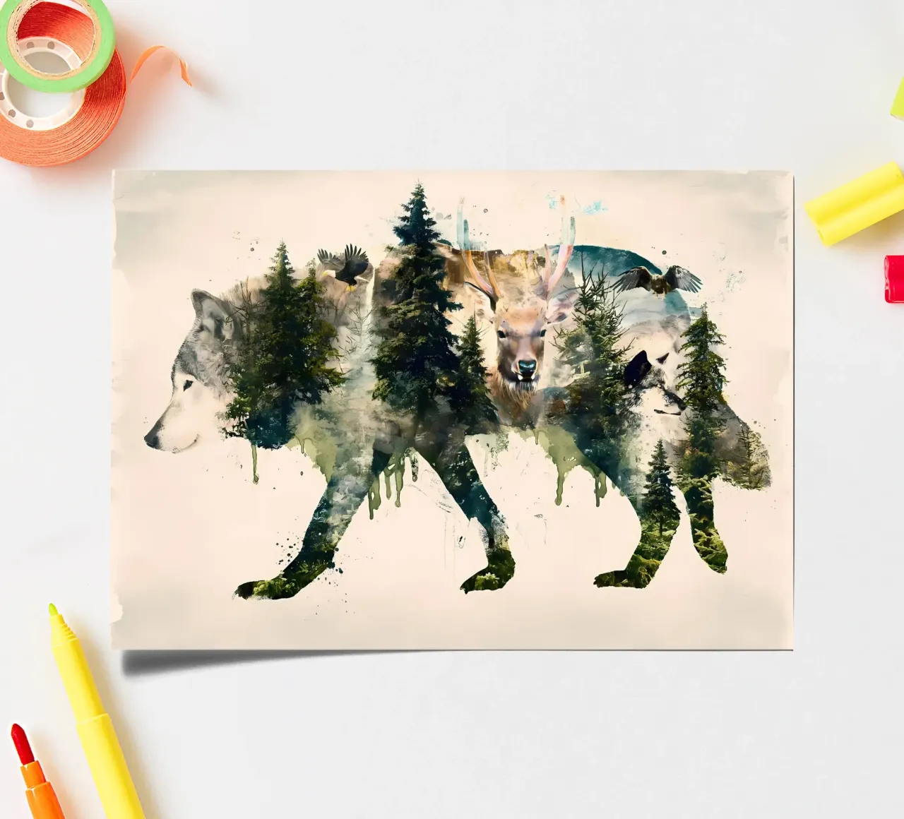 Wolf Animal sticker sheet by Pierre Walton