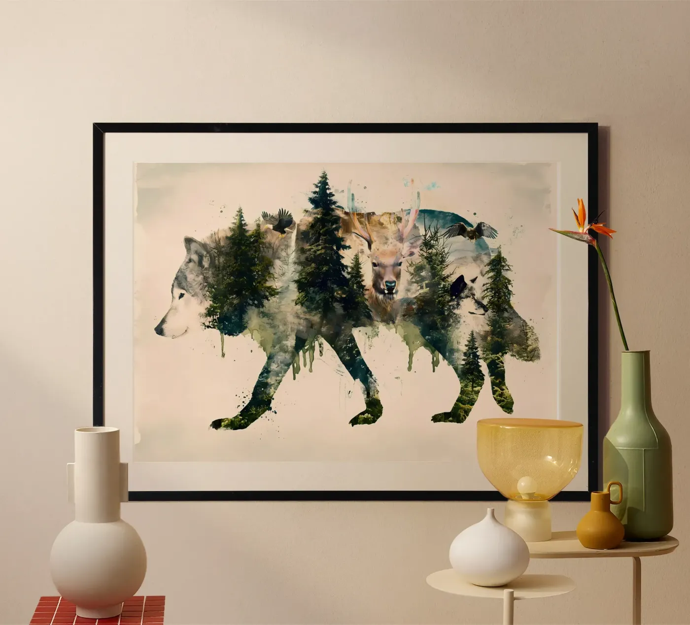 Wolf Dier poster van Pierre Walton