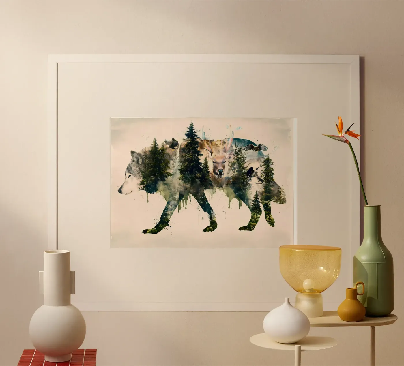 Wolf Dier poster van Pierre Walton