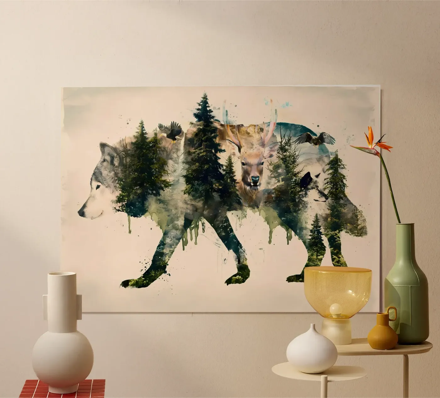 Wolf Dier poster van Pierre Walton