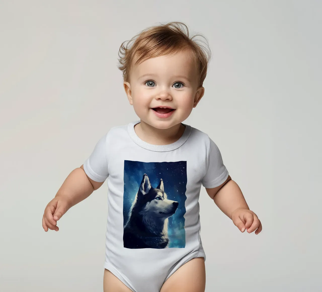 Animale lupo body neonato maniche corte da Pierre Walton