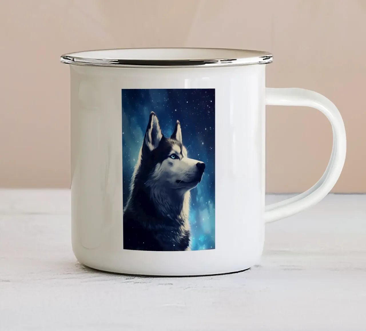 Animale lupo tazza in smalto da Pierre Walton