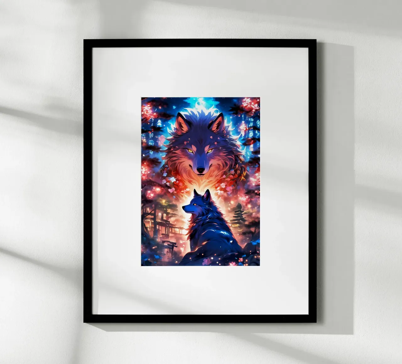 Animale lupo poster con telaio in legno da Pierre Walton