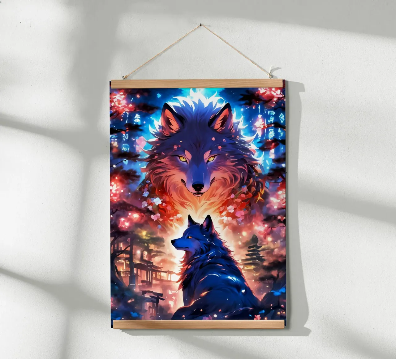 Animale lupo poster con telaio in legno da Pierre Walton