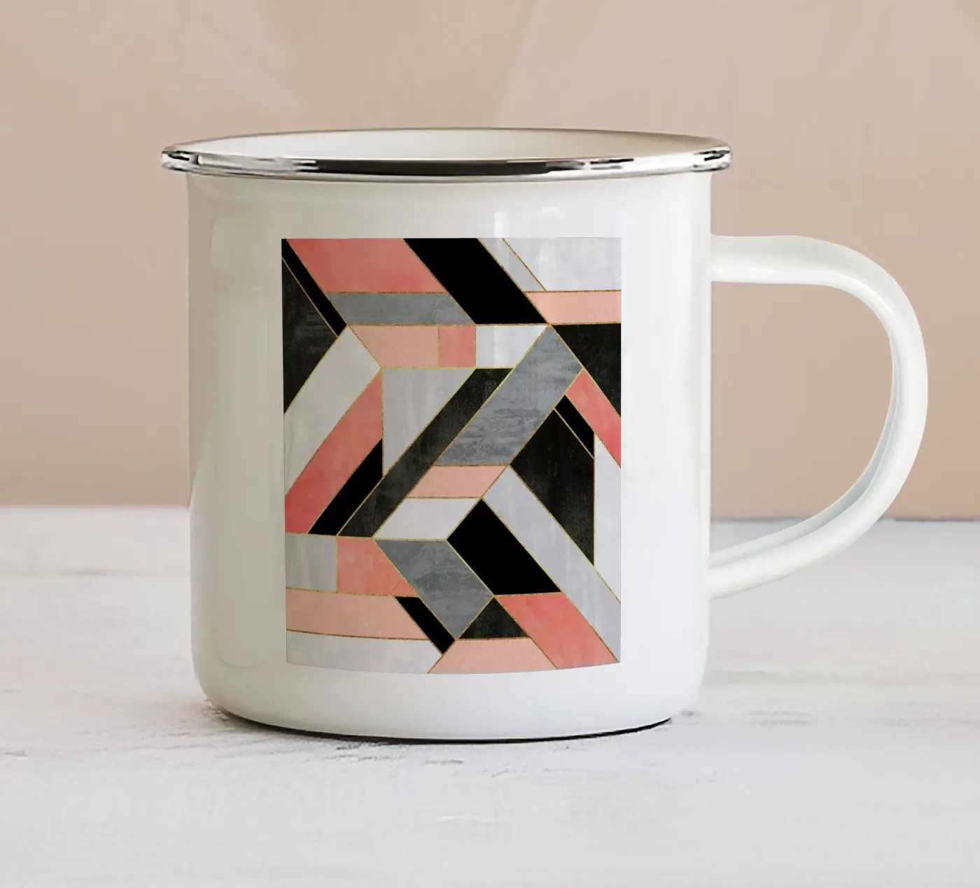 Construct emaille mok van Elisabeth Fredriksson