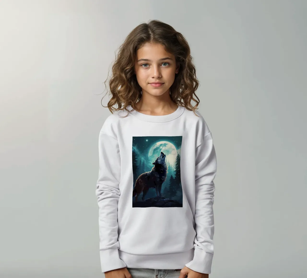 Wolf Animal kids sweatshirt by Pierre Walton