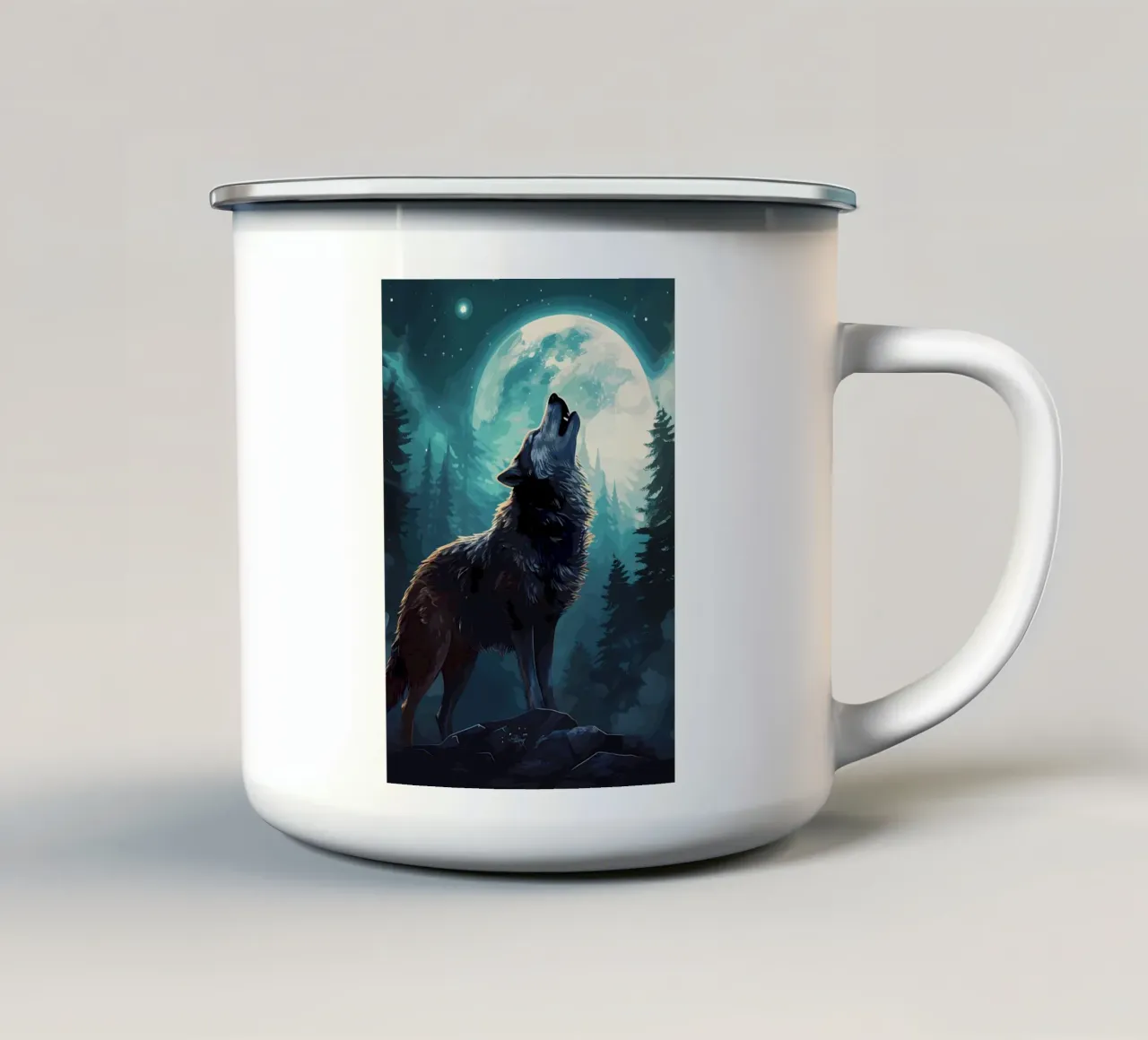 Animale lupo tazza in smalto da Pierre Walton