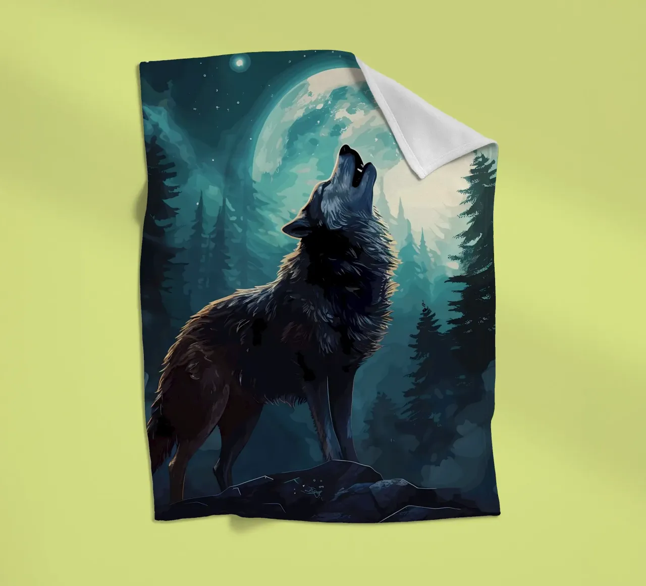 Wolf Animal fleece blanket by Pierre Walton