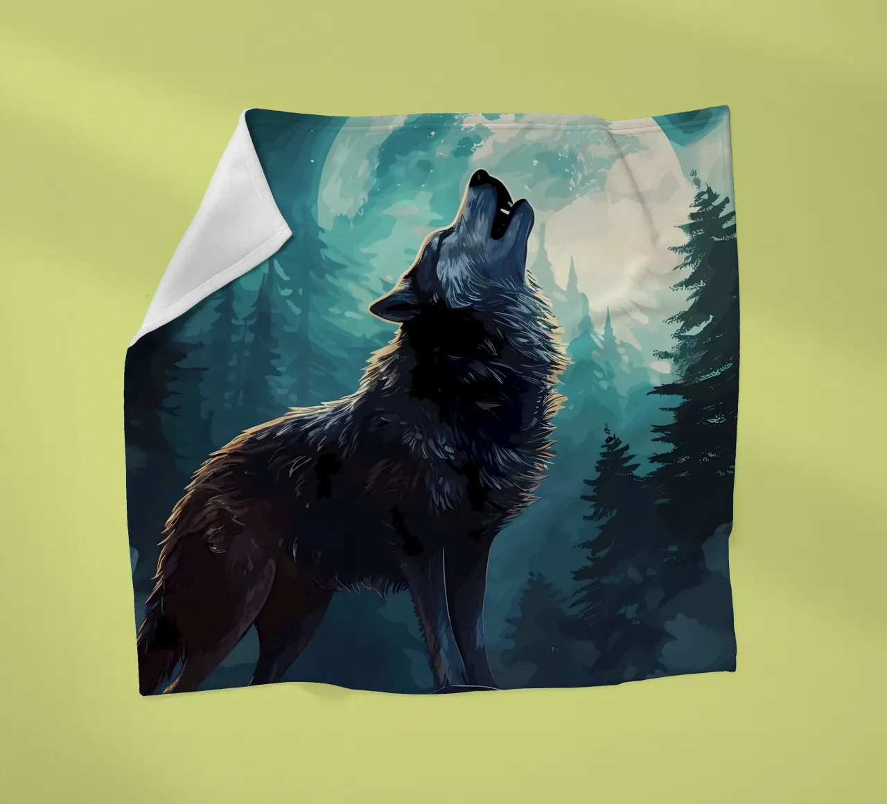 Wolf Animal fleece blanket by Pierre Walton