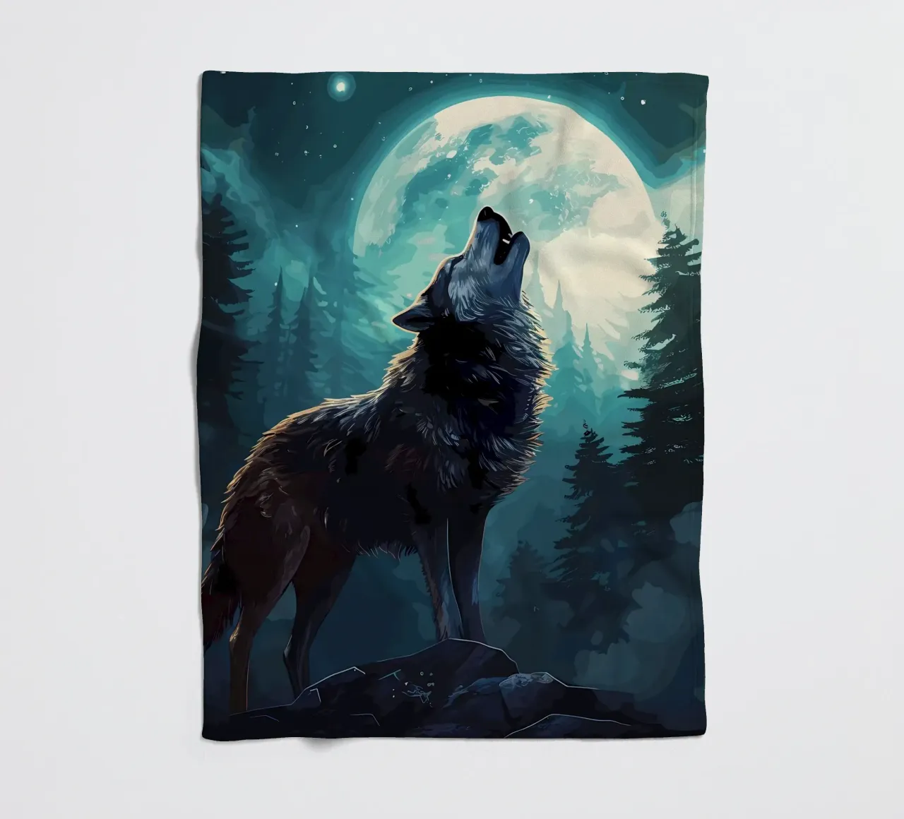 Wolf Animal fleece blanket by Pierre Walton