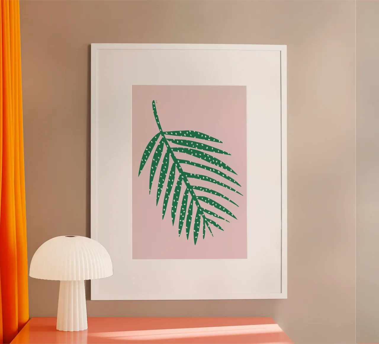 Polka Dot Leaf in Pink poster con telaio in alluminio da Linda Gobeta