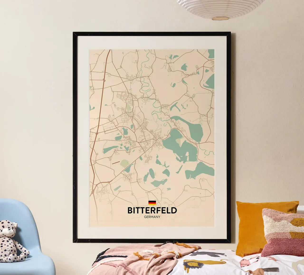 Bitterfeld DE poster con telaio in legno da Christopher Adams