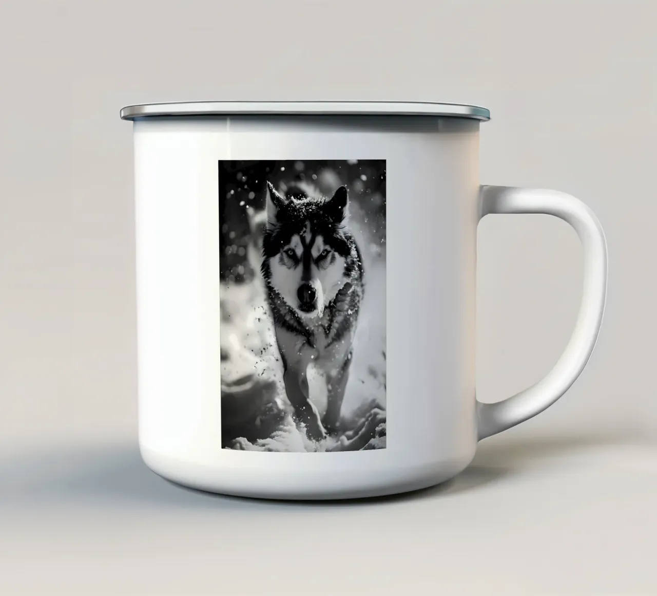 Animale lupo tazza in smalto da Pierre Walton
