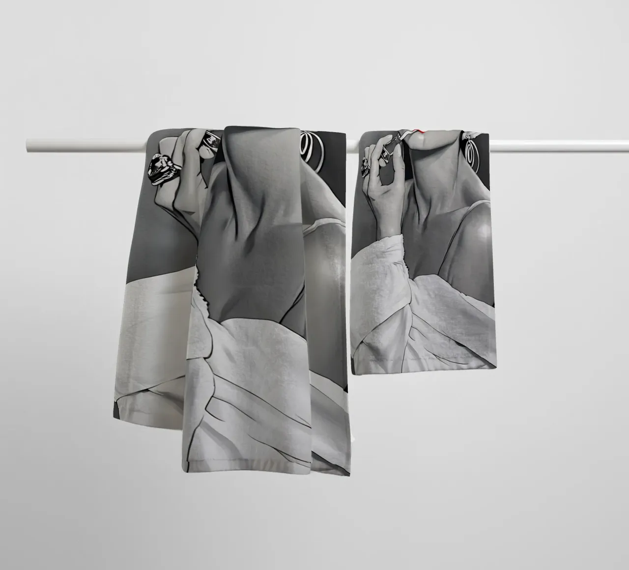 AUDREY HEPBURN PUTTING ON LIPSTICK towel by ARTOMATIC