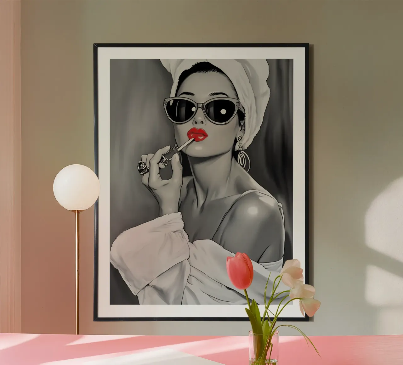AUDREY HEPBURN PINTÁNDOSE LOS LABIOS hahnemühle de ARTOMATIC