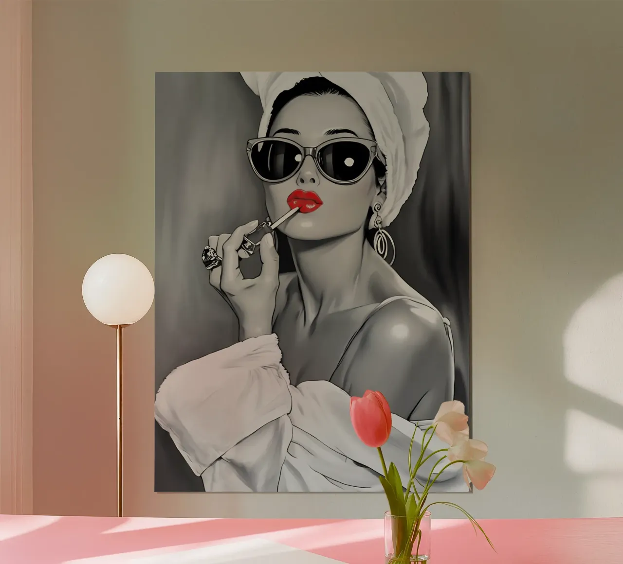 AUDREY HEPBURN PINTÁNDOSE LOS LABIOS hahnemühle de ARTOMATIC