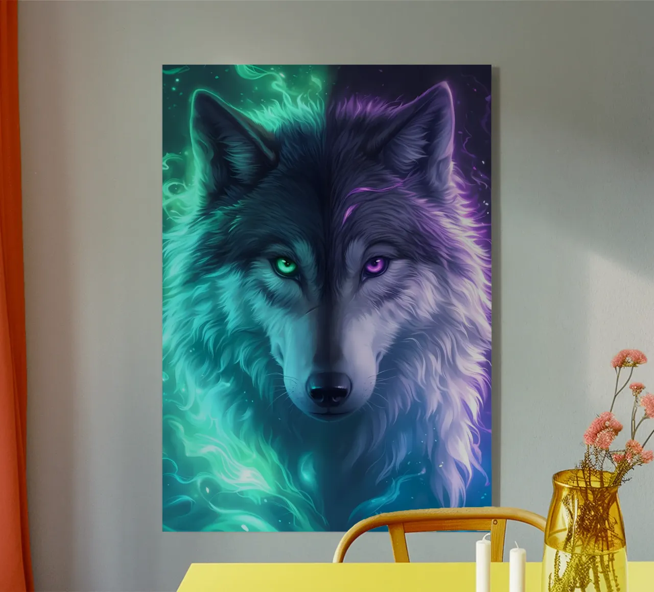 Wolf Dier acryl van Pierre Walton