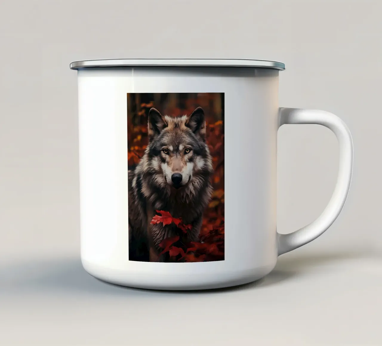 Animale lupo tazza in smalto da Pierre Walton