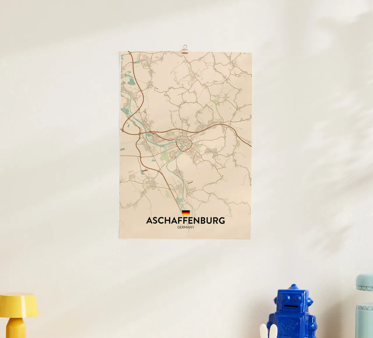 Aschaffenburg DE poster con telaio in legno da Christopher Adams