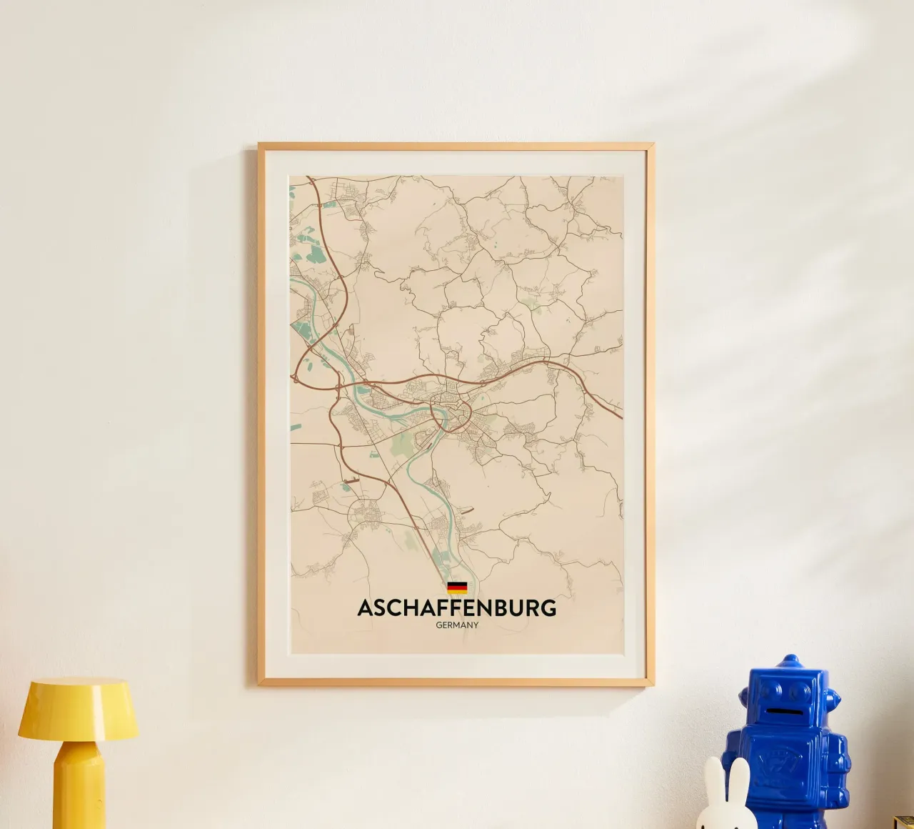 Aschaffenburg DE poster con telaio in legno da Christopher Adams