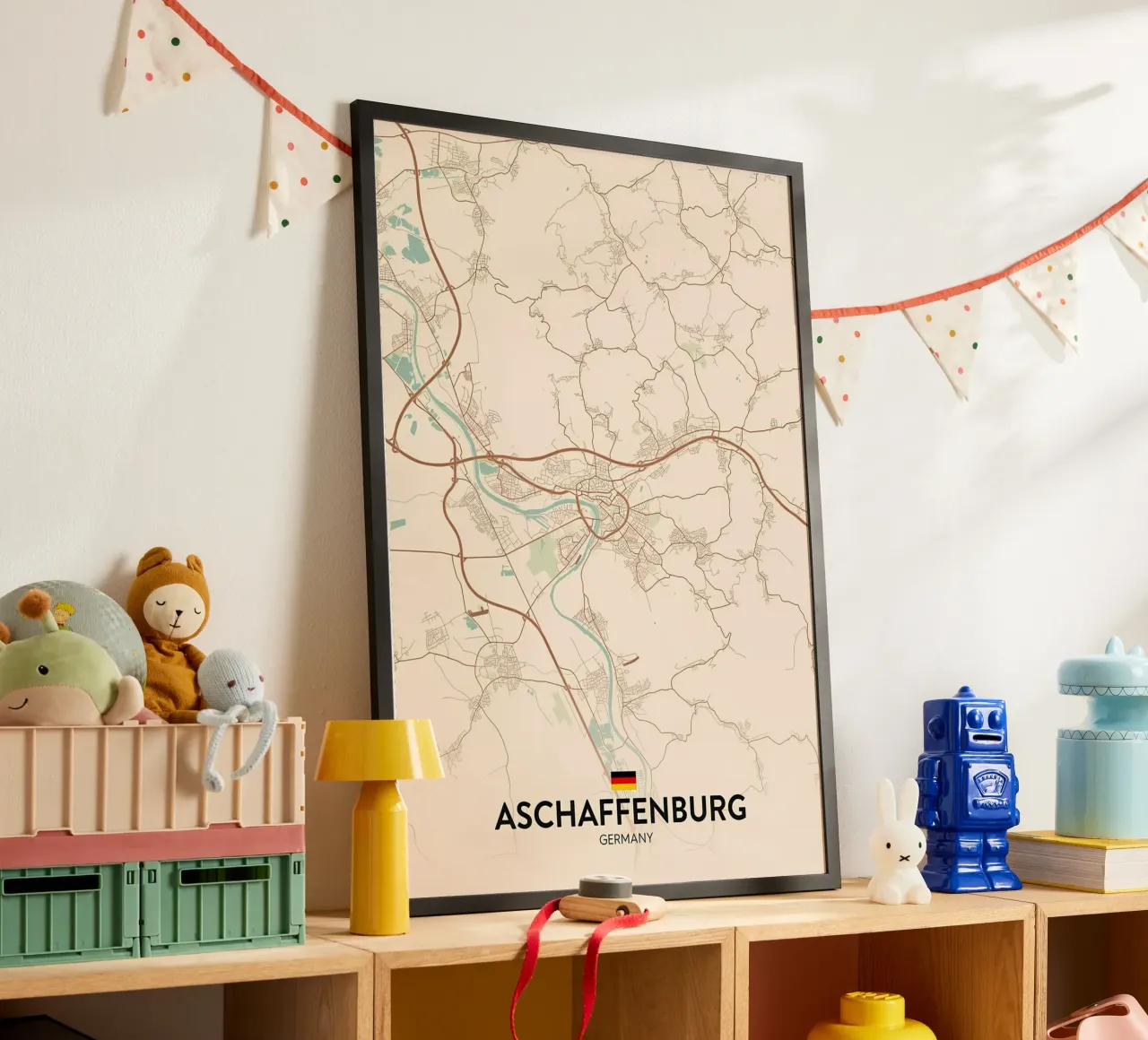Aschaffenburg DE poster con telaio in legno da Christopher Adams