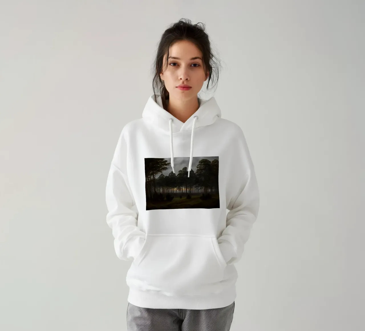 Caspar David Friedrich - Le ore del giorno - La sera felpa con cappuccio da Timeless Artworks