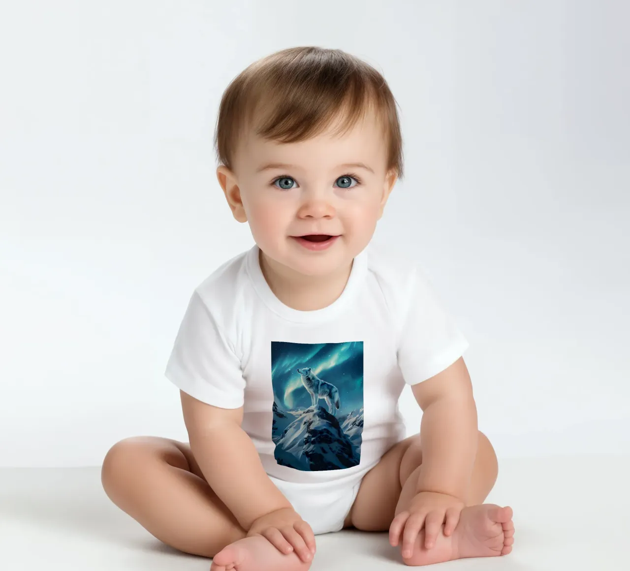 Animale lupo body neonato maniche corte da Pierre Walton