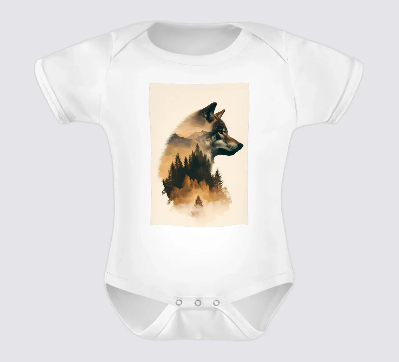 Animale lupo body neonato maniche corte da Pierre Walton