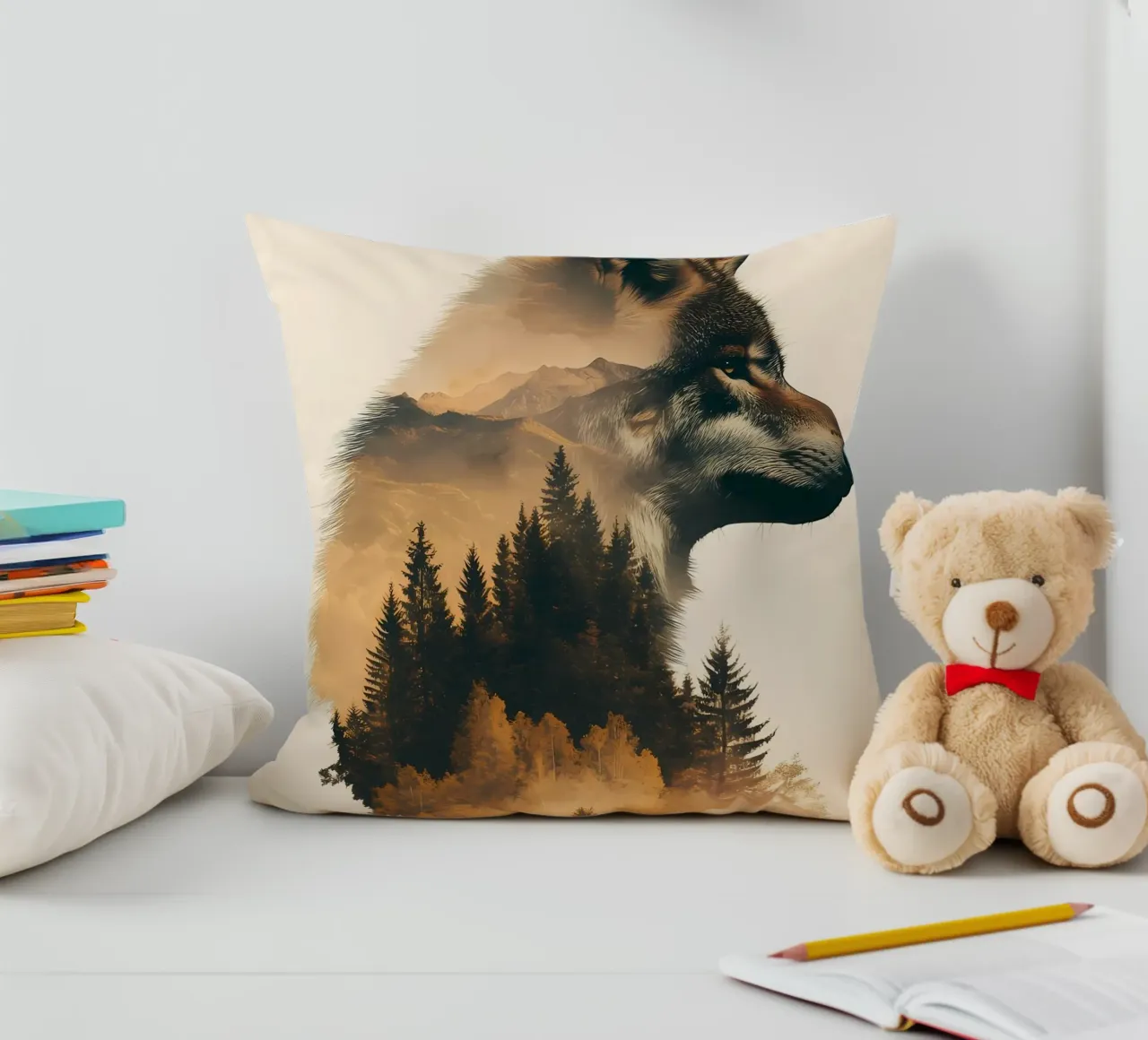 Wolf Animal decorative cushion by Pierre Walton